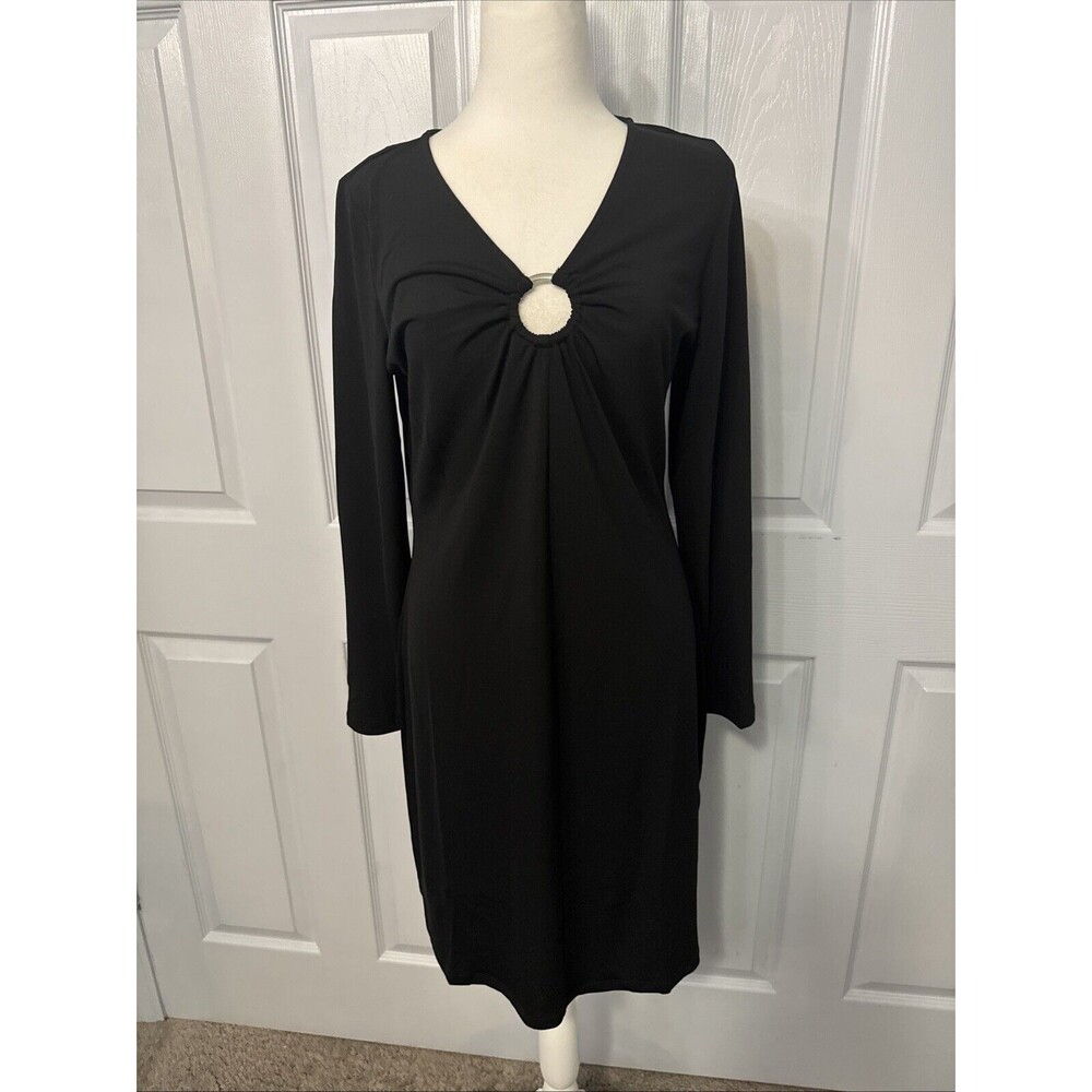 Stella + Ginger Dress Med Long sleeve Black Cutout V Neck Sheath‎ Slinky